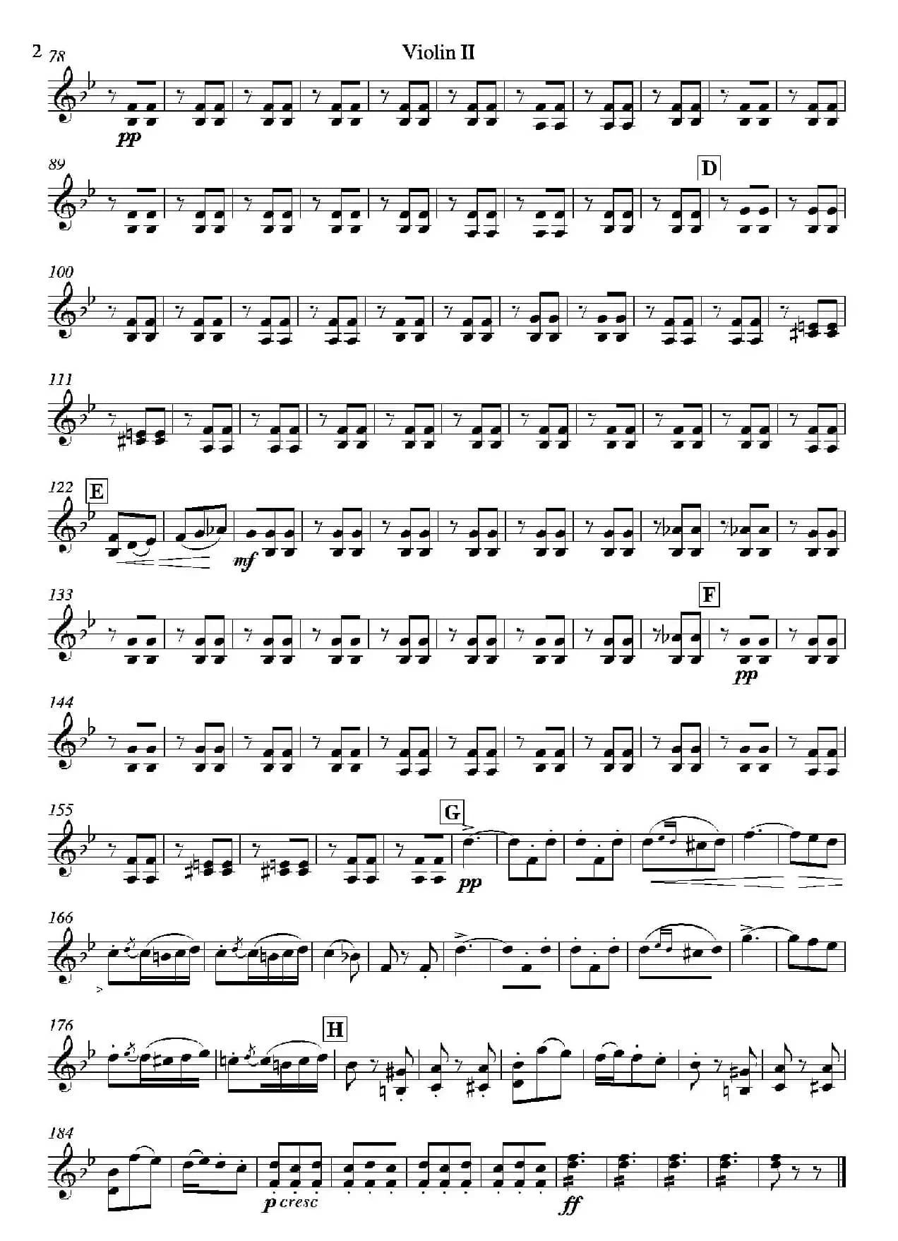 饮酒歌（管弦乐队2把小提琴分谱）