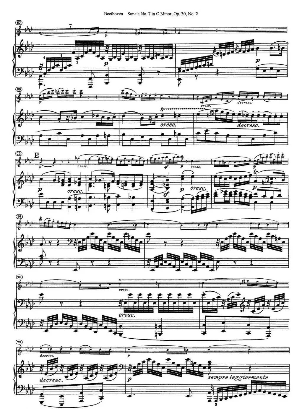 Violin Sonata No.7 in C Minor Op.30 No.2（小提琴+钢琴伴奏）