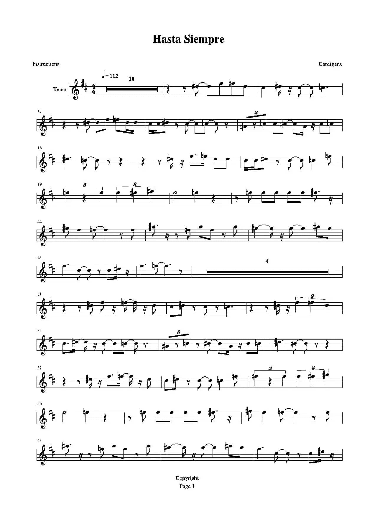 Hasta siempre（又名：Che Guevara（切·格瓦拉））（次中音萨克斯）