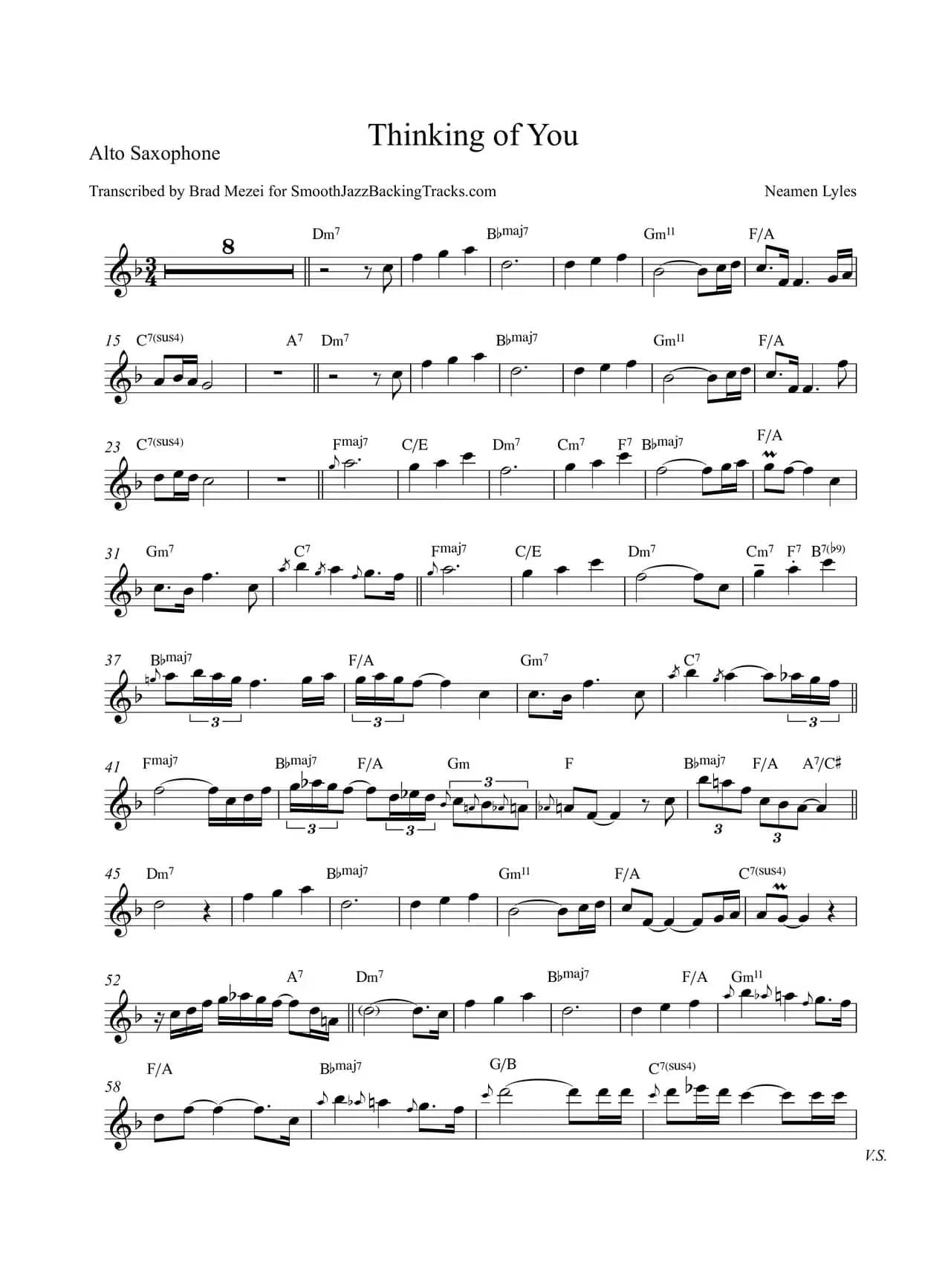 Thinking of You（中音萨克斯）