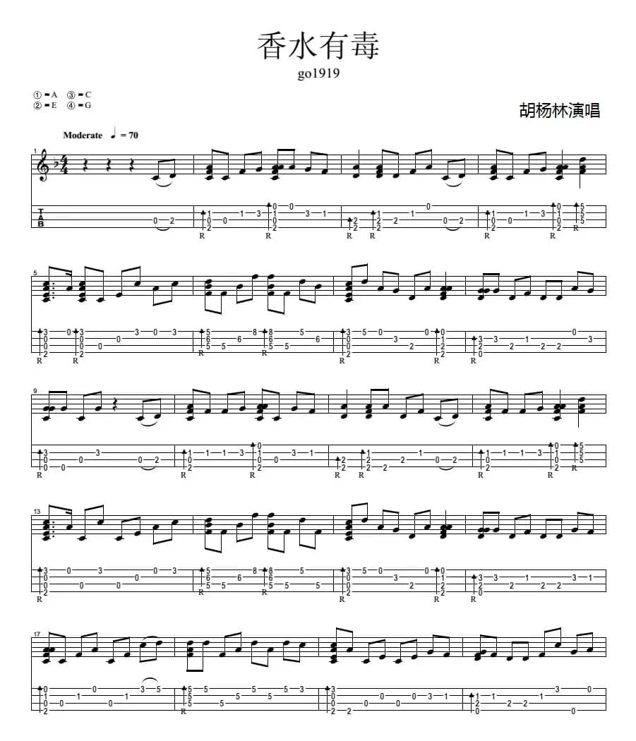 香水有毒（尤克里里指弹谱）