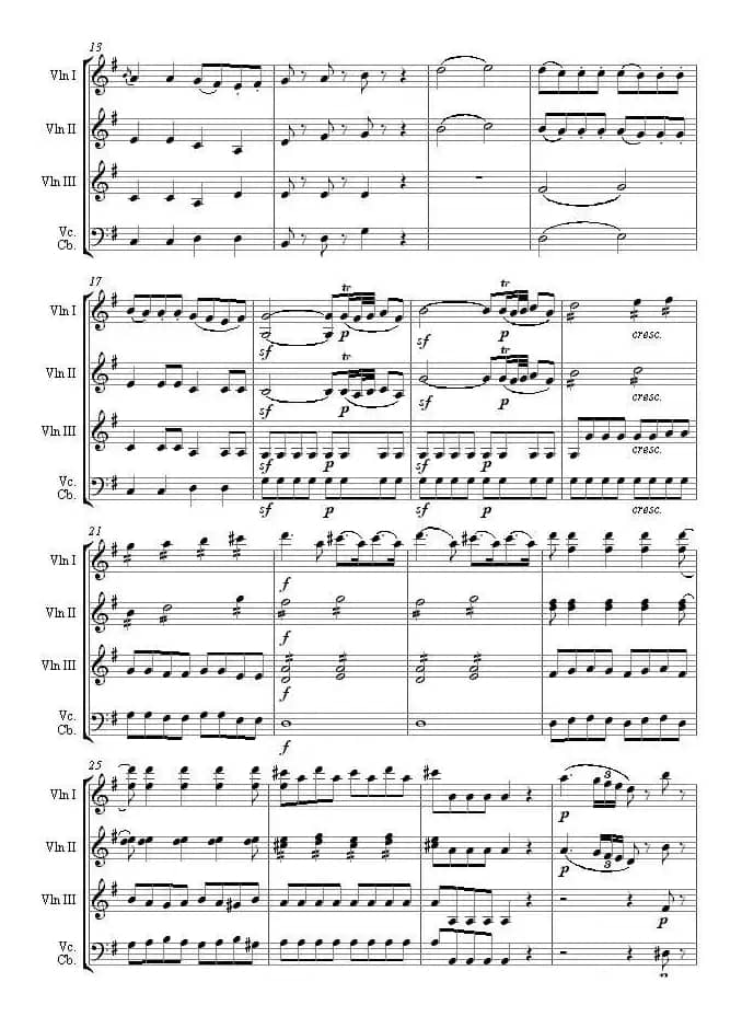 Eine kleine Nachtmusik 1st Movement K.525(弦乐四重奏)