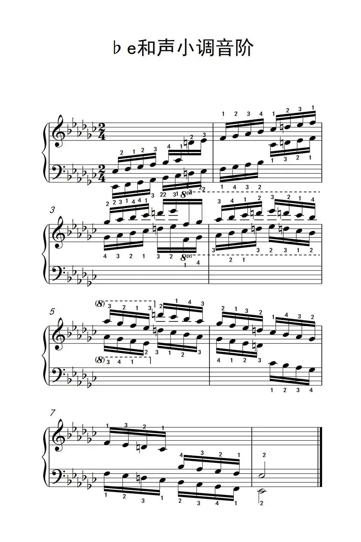 第八级24.♭e和声小调音阶（中央音乐学院 钢琴（业余）考级教程 7-9级）