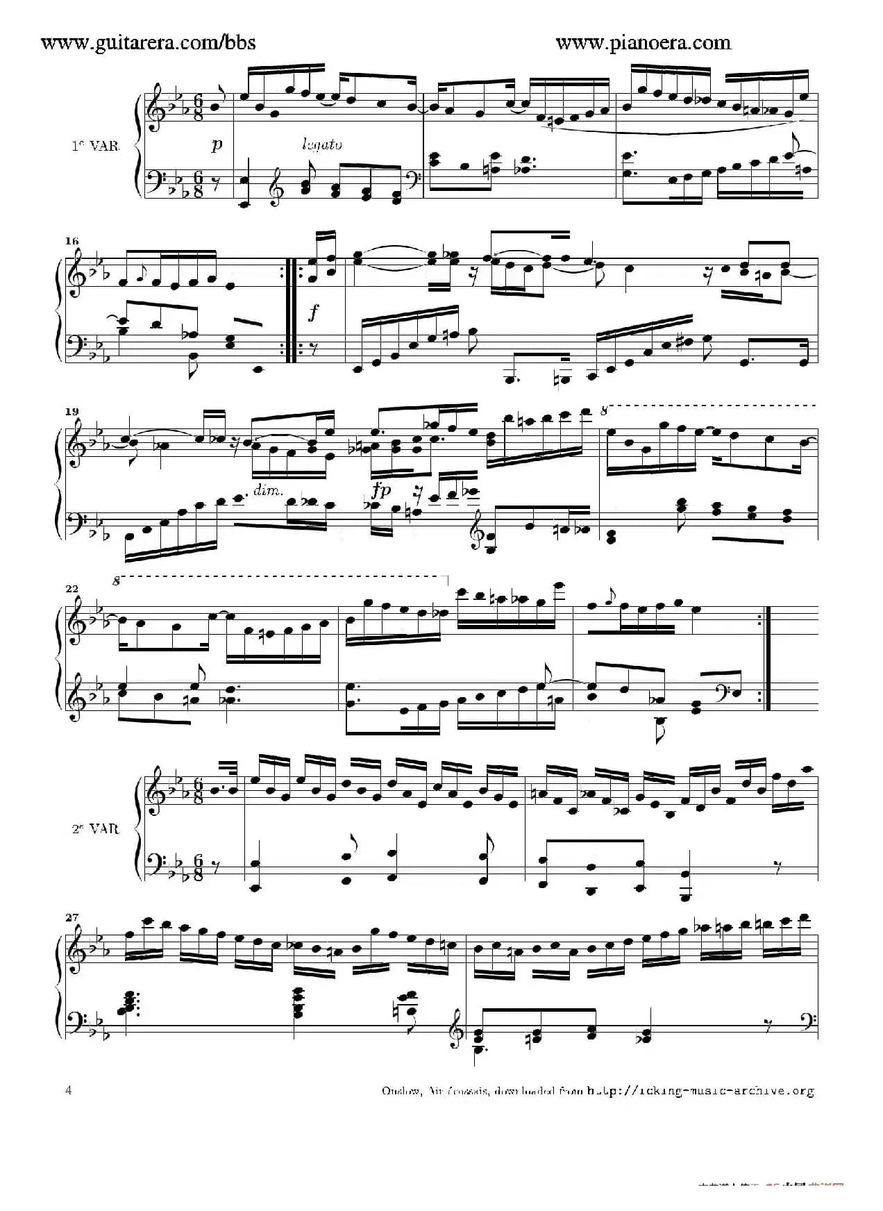 Air Ecossais Varie Op.5（苏格兰歌调变奏曲）