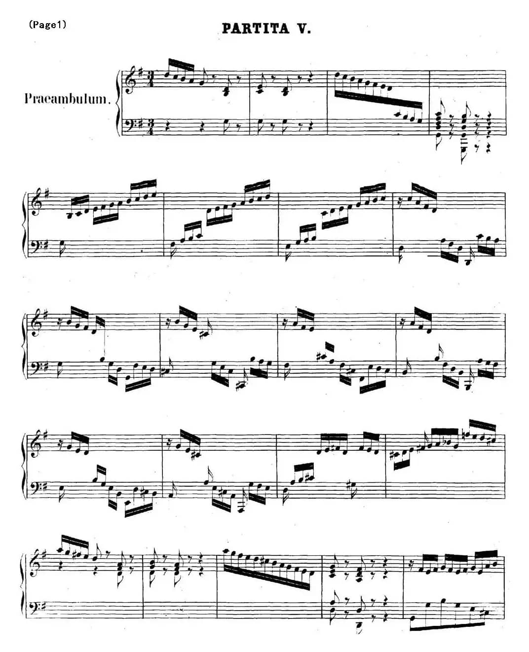 帕蒂塔6首德国组曲（No.5 G大调 巴赫 Partita G Major BWV 829）