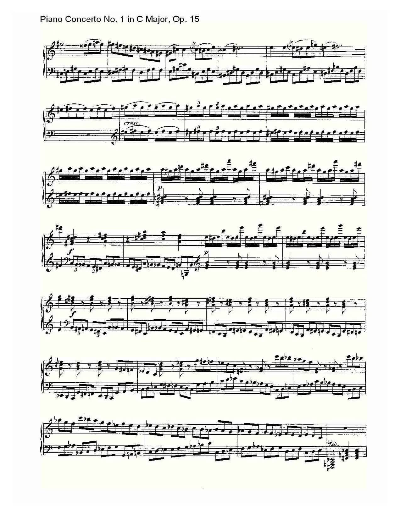 C大调钢琴第一协奏曲 Op.15 华彩乐段