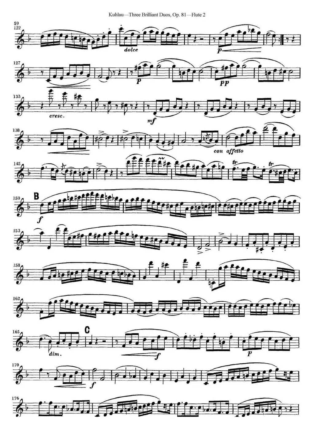 库劳长笛二重奏练习三段OP.81——Flute 2（NO.2）