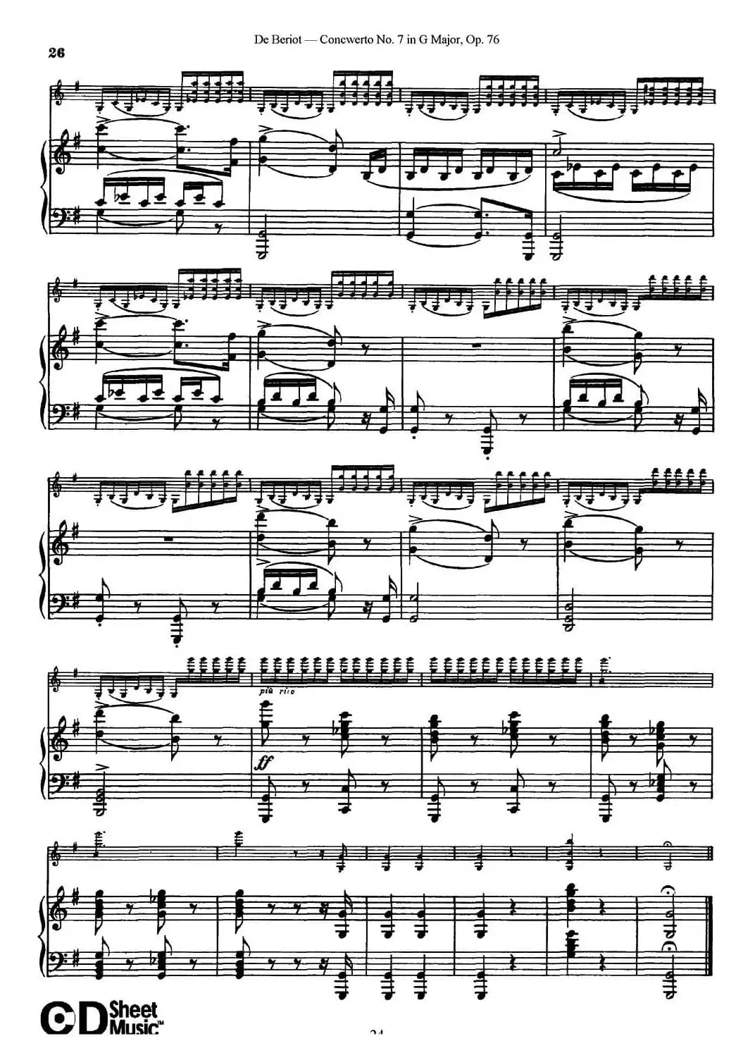 G大调第七协奏曲（Concerto No.7 in G Major）Op.76（小提琴+钢琴伴奏）