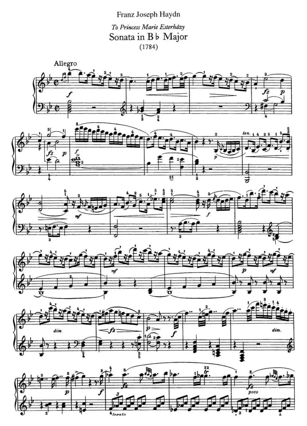 海顿 钢琴奏鸣曲 Hob XVI 41 in B-flat major