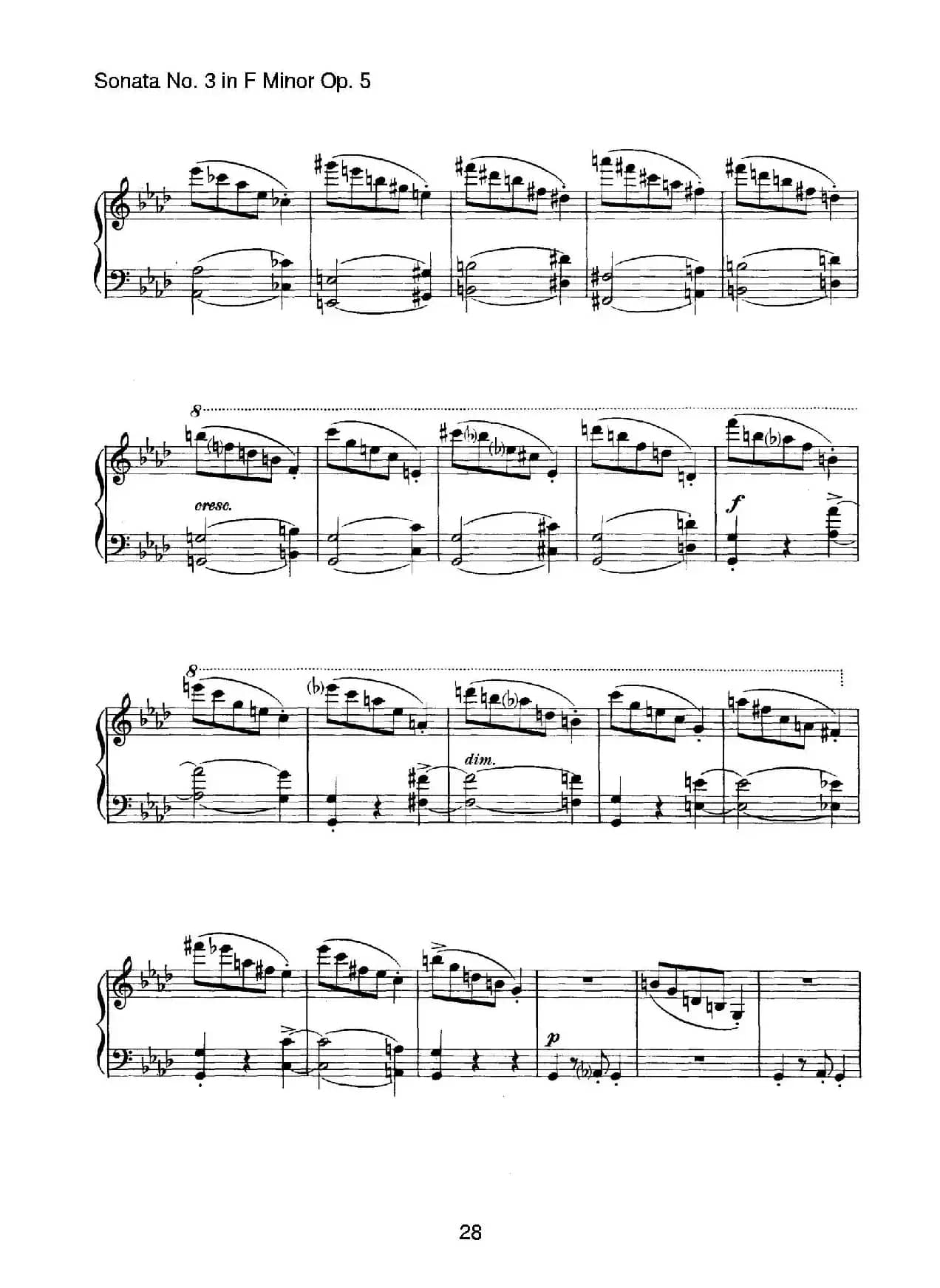 Piano Sonata No.3 in f Minor Op.5（f小调第三钢琴奏鸣曲）