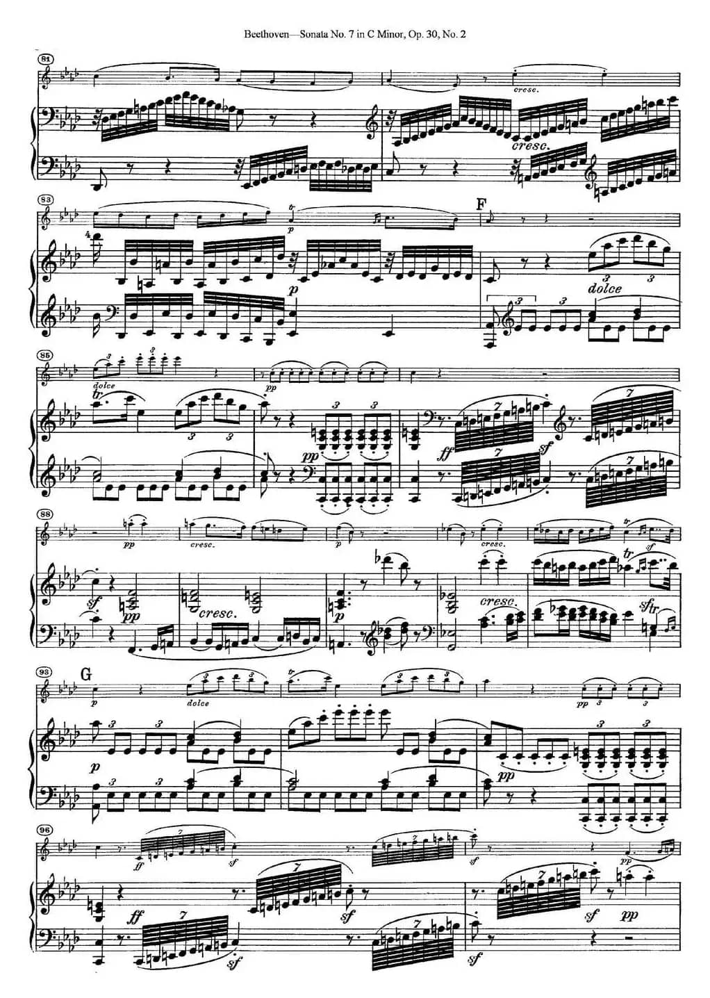 Violin Sonata No.7 in C Minor Op.30 No.2（小提琴+钢琴伴奏）