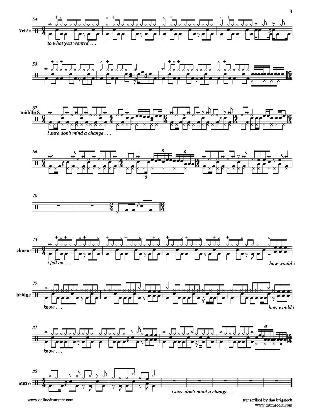 Fell On Black Days（鼓谱）