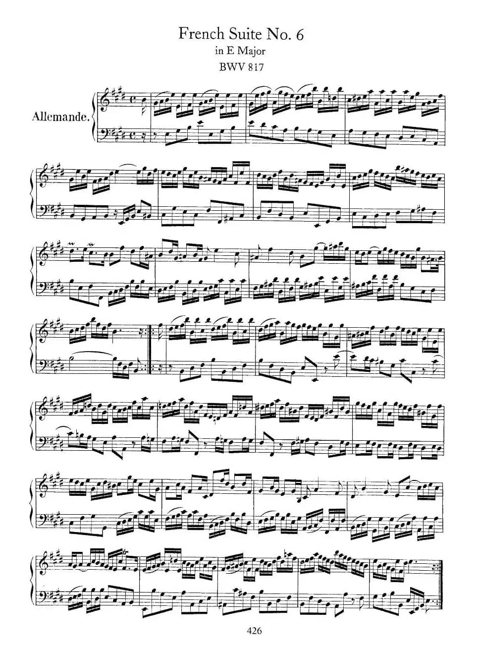 法国组曲之六：E大调 