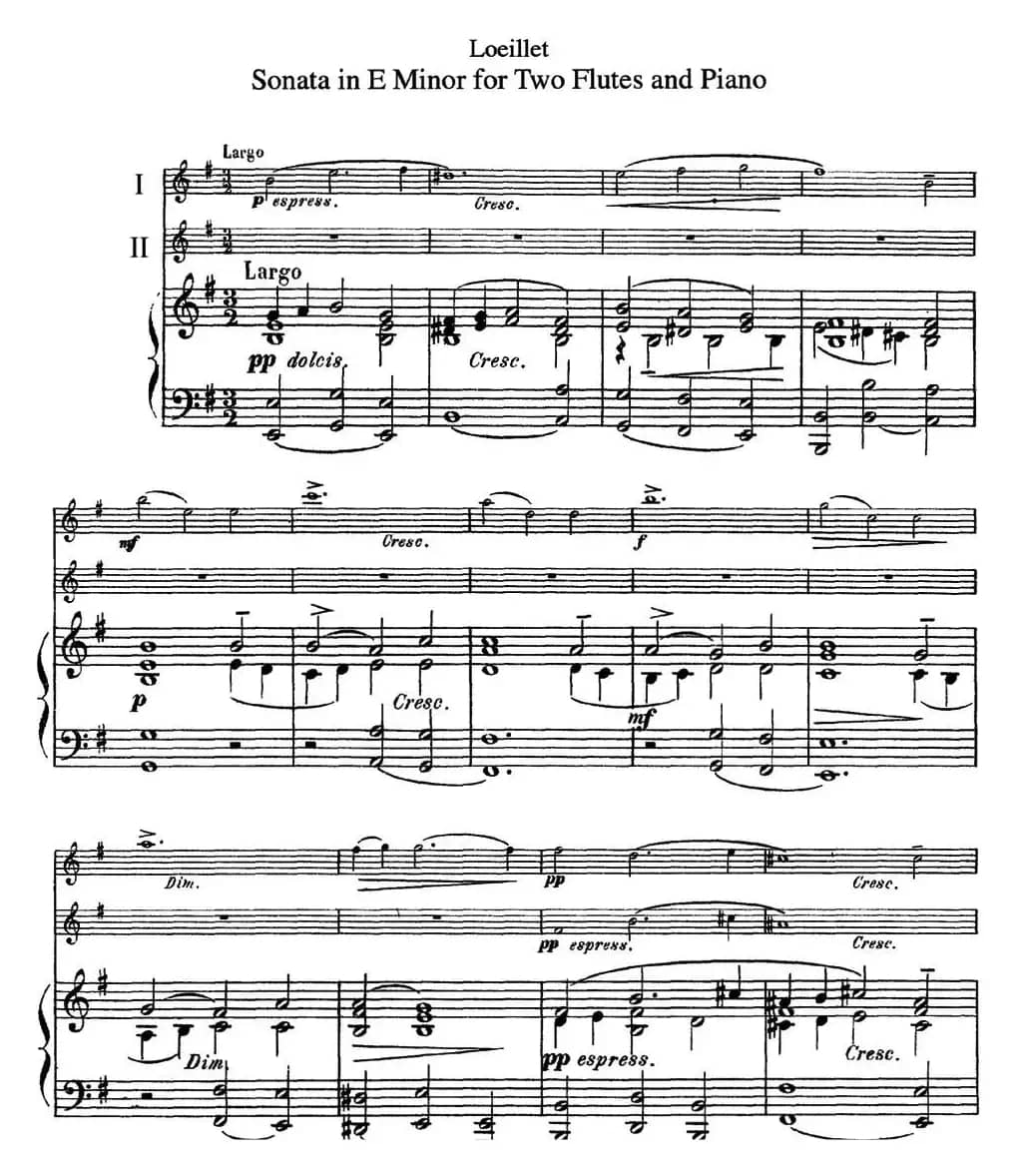 罗埃莱特E小调双长笛与钢琴奏鸣曲 