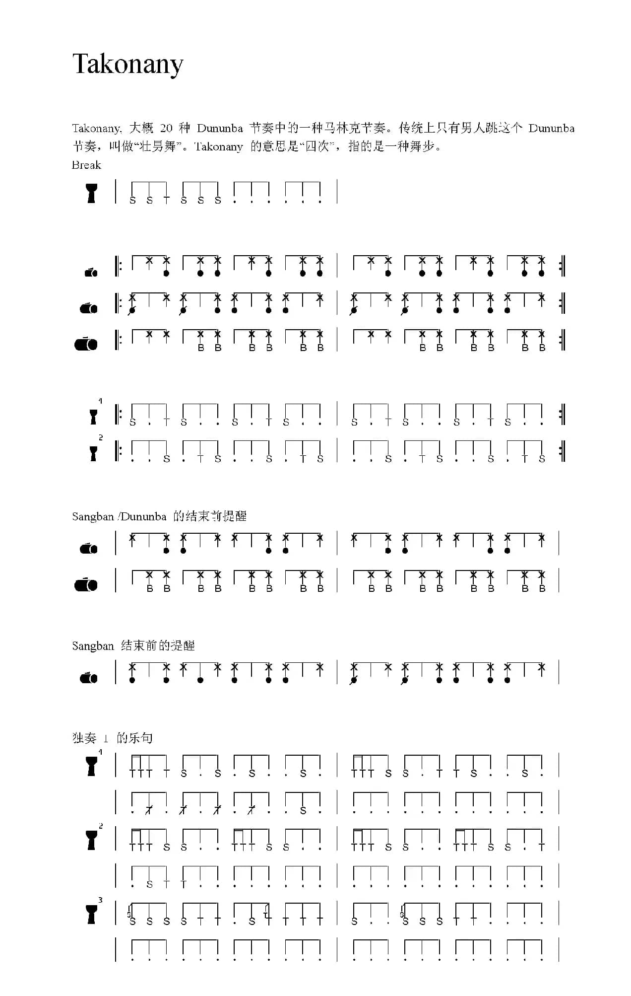 Takonany（非洲手鼓谱）