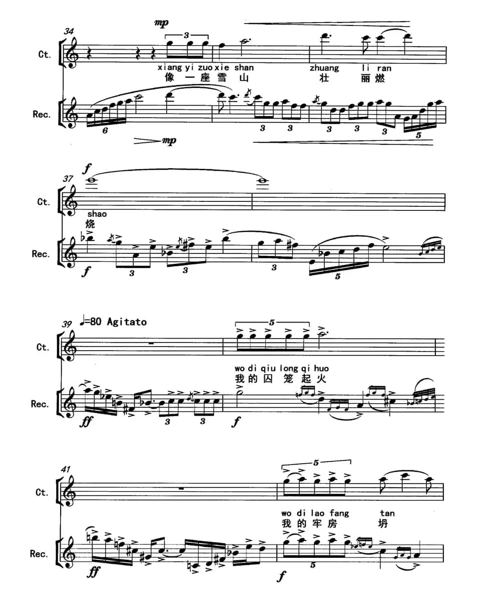 桃花（为高男高音与竖笛而作）