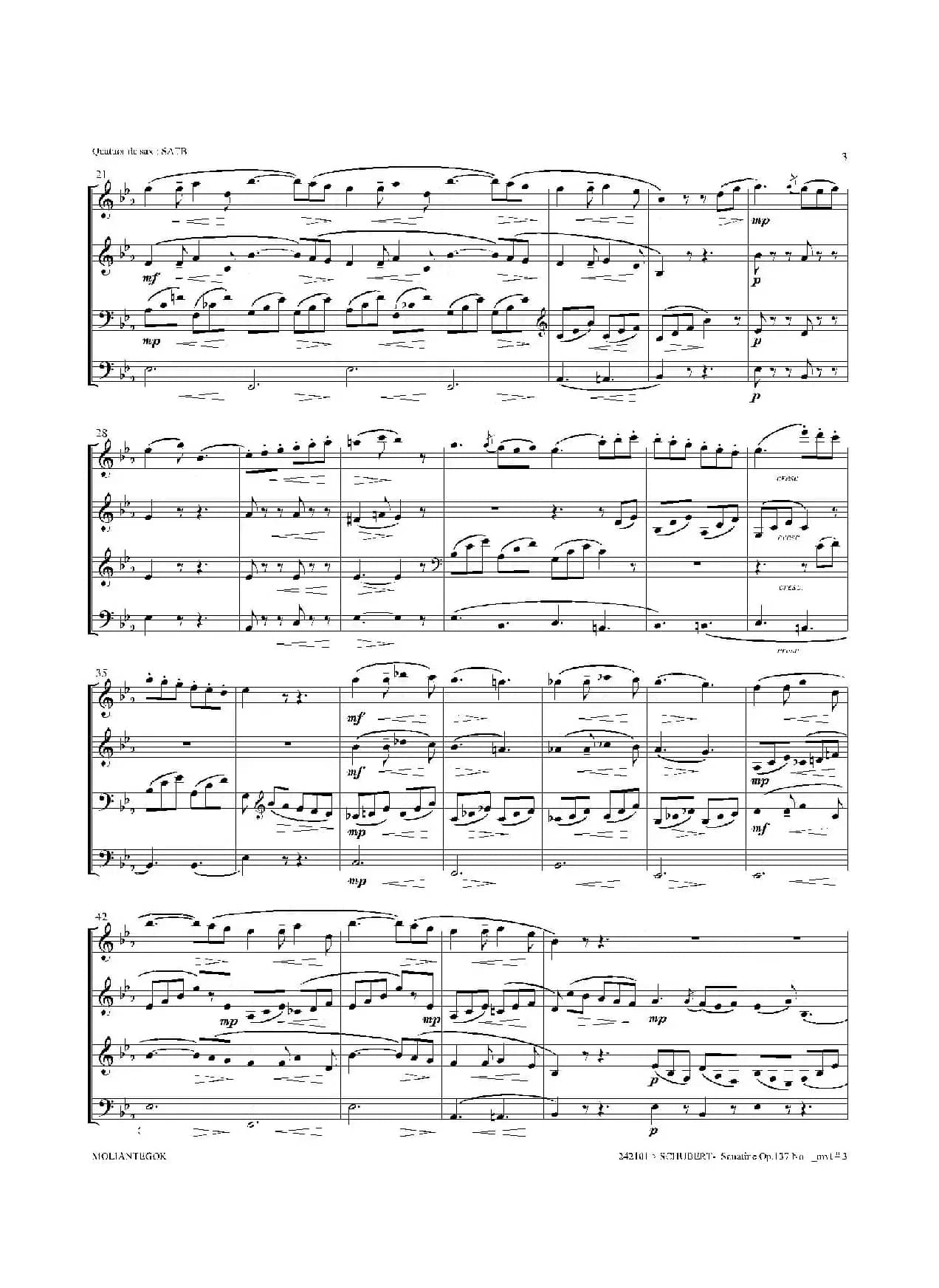 Sonatine Op.137 No 1（四重奏总谱）