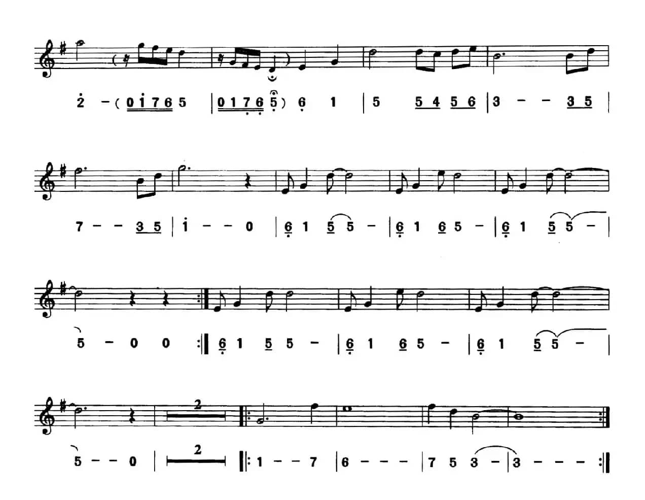 靠近你（线简谱对照版）