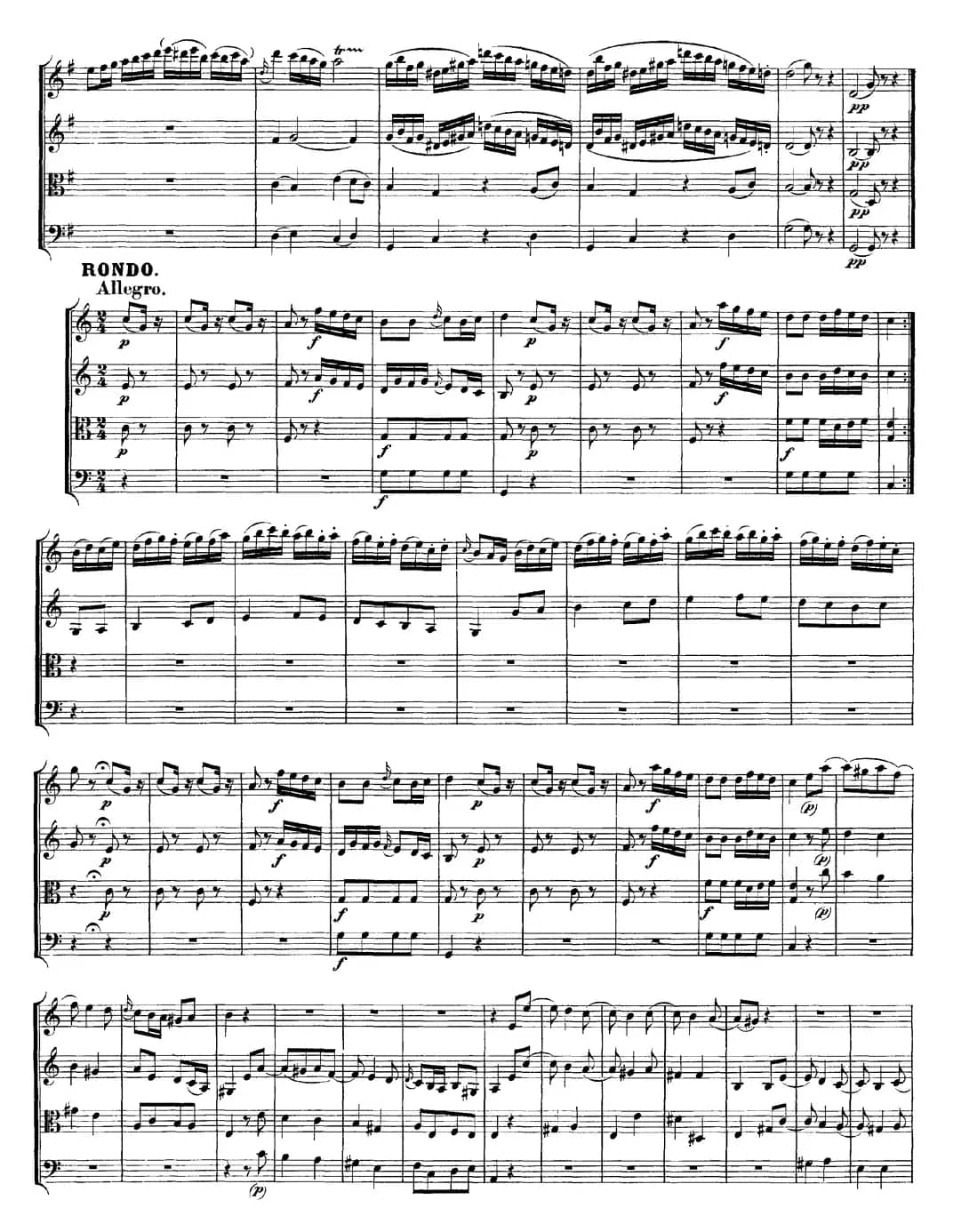 Mozart《Quartet No.10 in C Major,K.170》（总谱）