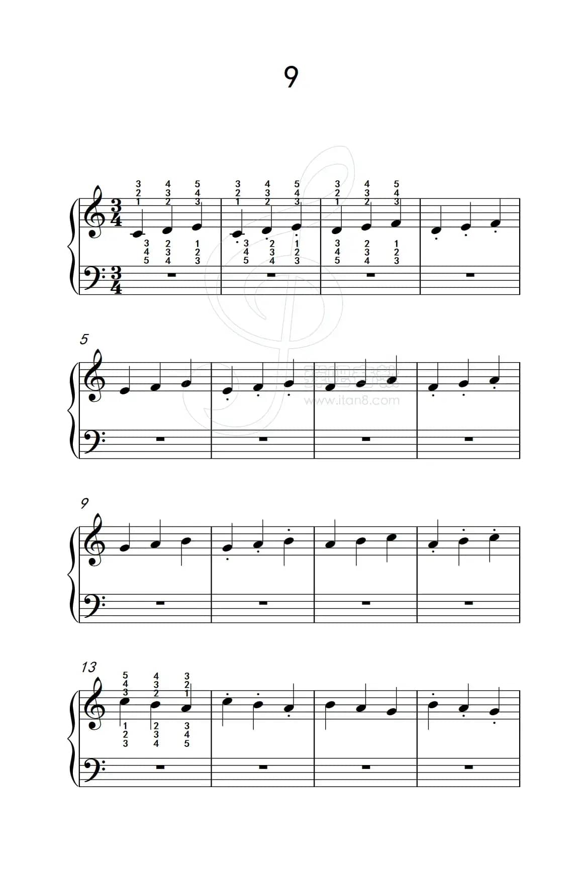 跳音练习 9（儿童钢琴手指练习 2）