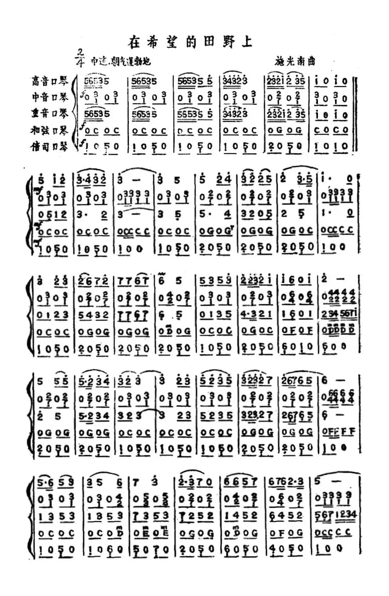 在希望的田野上（五重奏）