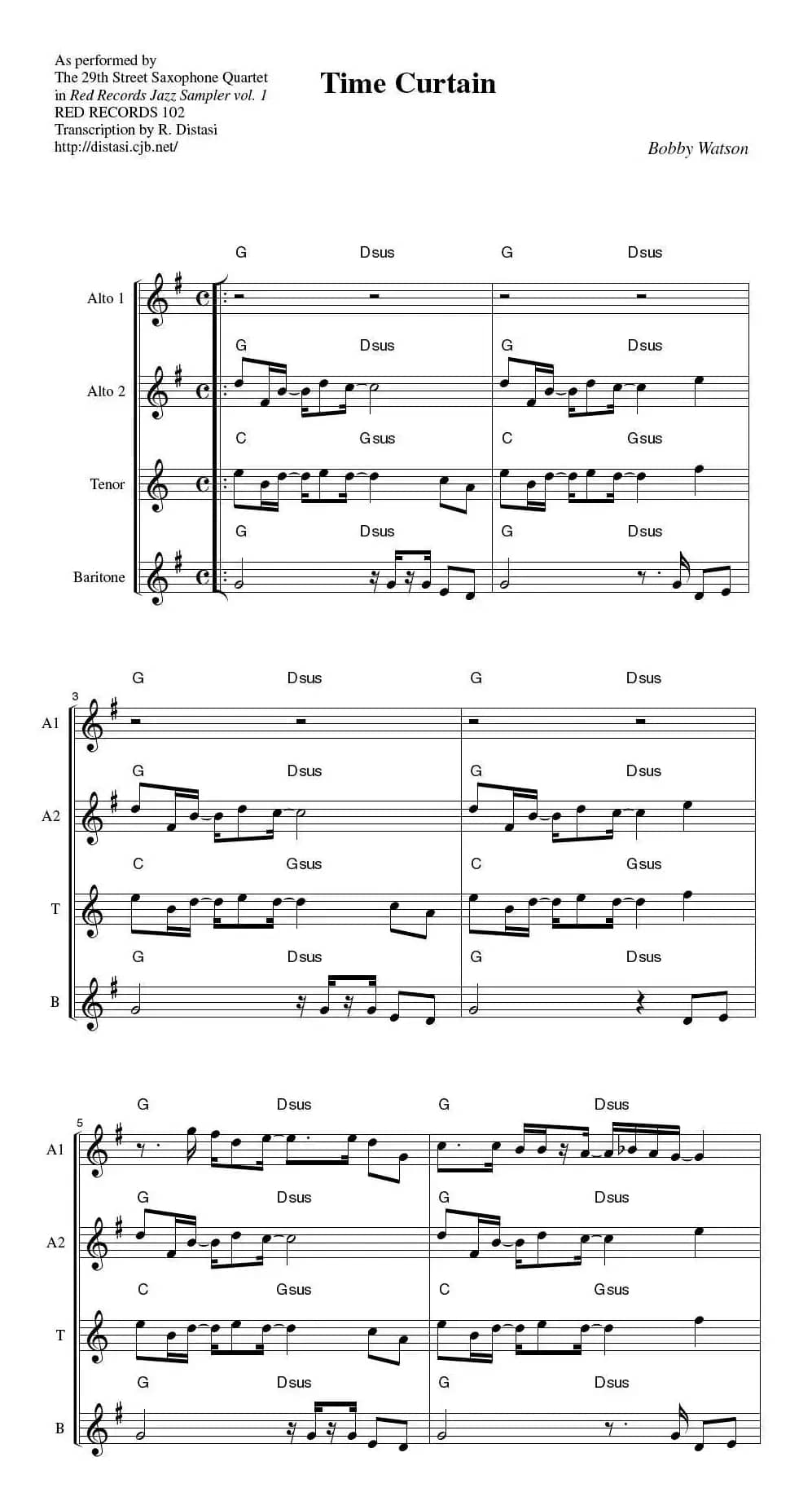 29th Street Saxophone Quartet - Time curtain（四重奏）