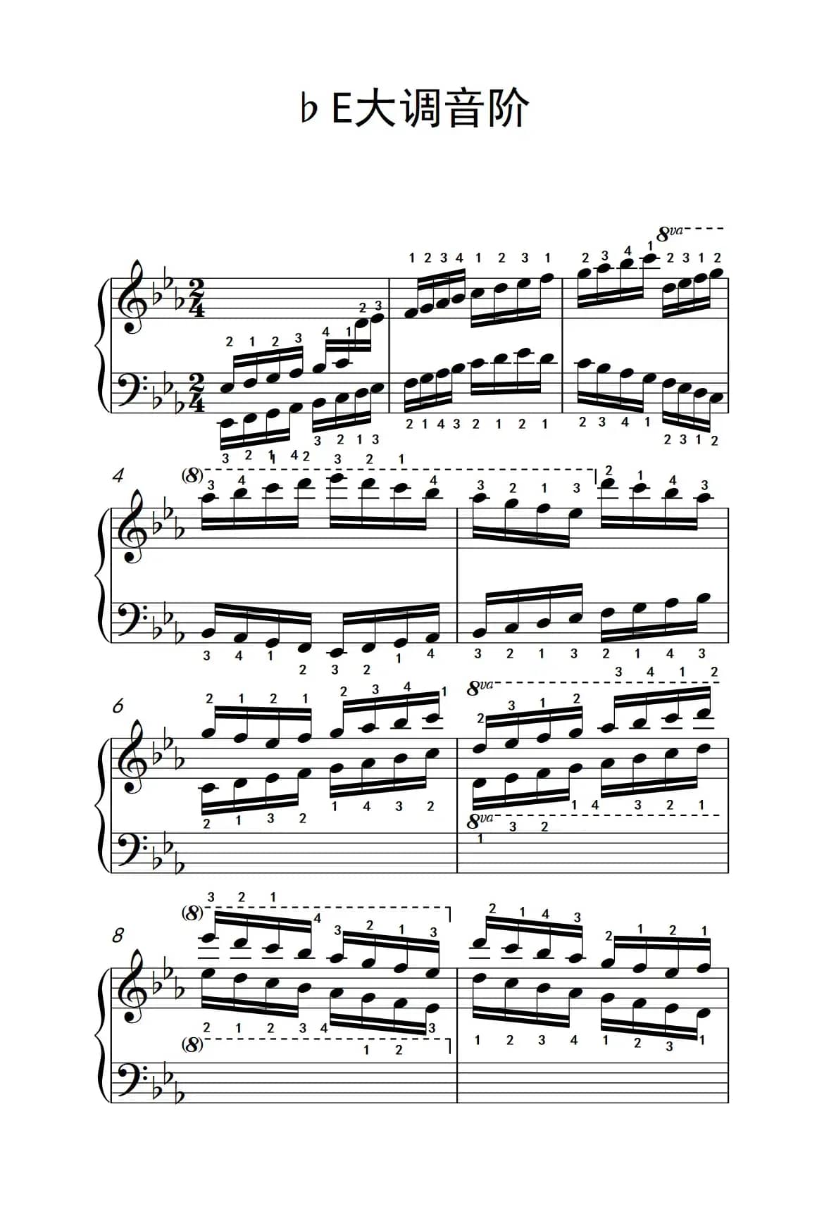 第九级13.♭E大调音阶（中央音乐学院 钢琴（业余）考级教程 7-9级）