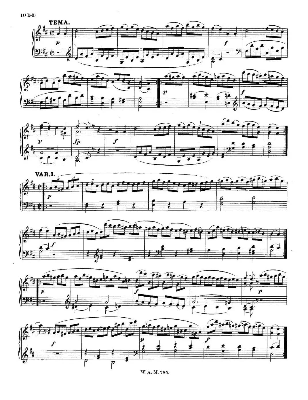 D大调第六钢琴奏鸣曲 KV.284