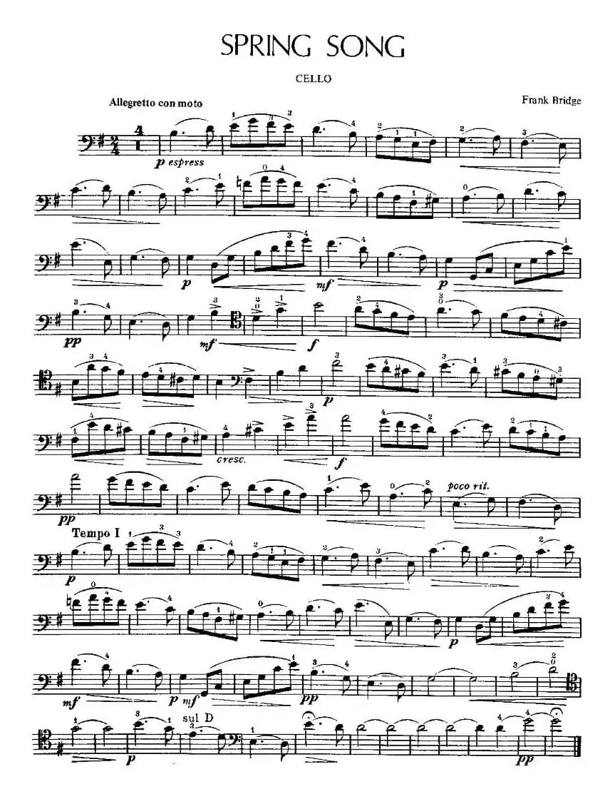 SPRING SONG - 春之歌（大提琴谱）