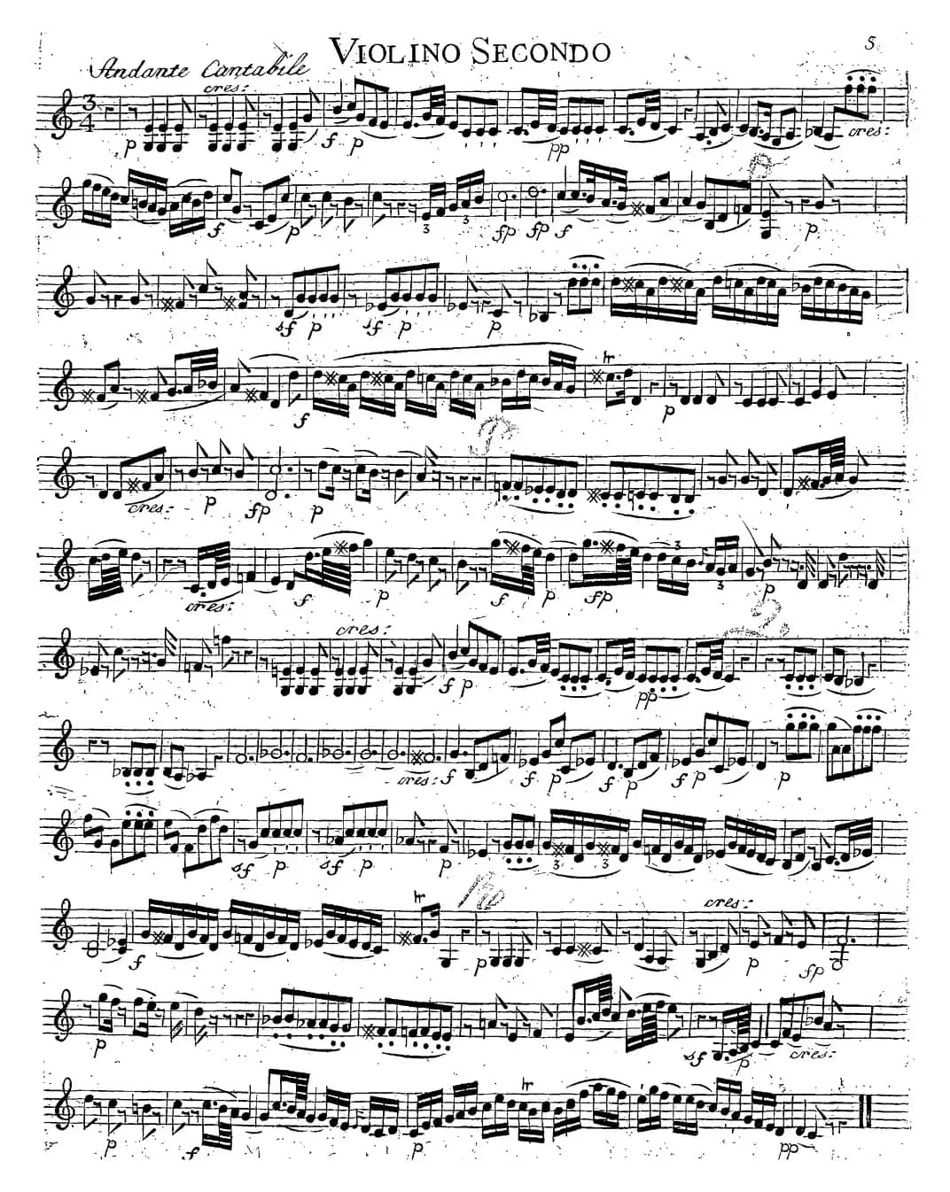 Mozart《Quartet No.14 in G Major,K.387》（Violin 2分谱）
