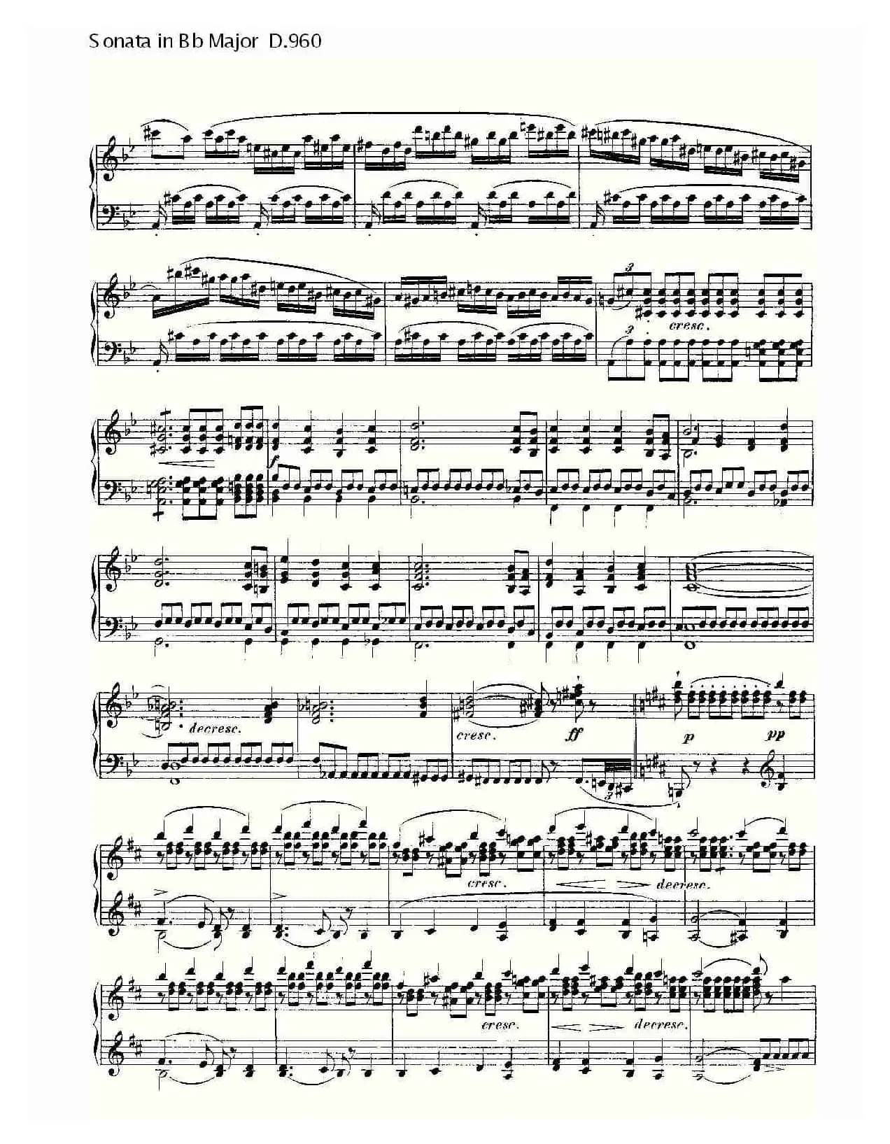 Sonata in Bb Major D.960（Bb大调奏鸣曲 D.960）