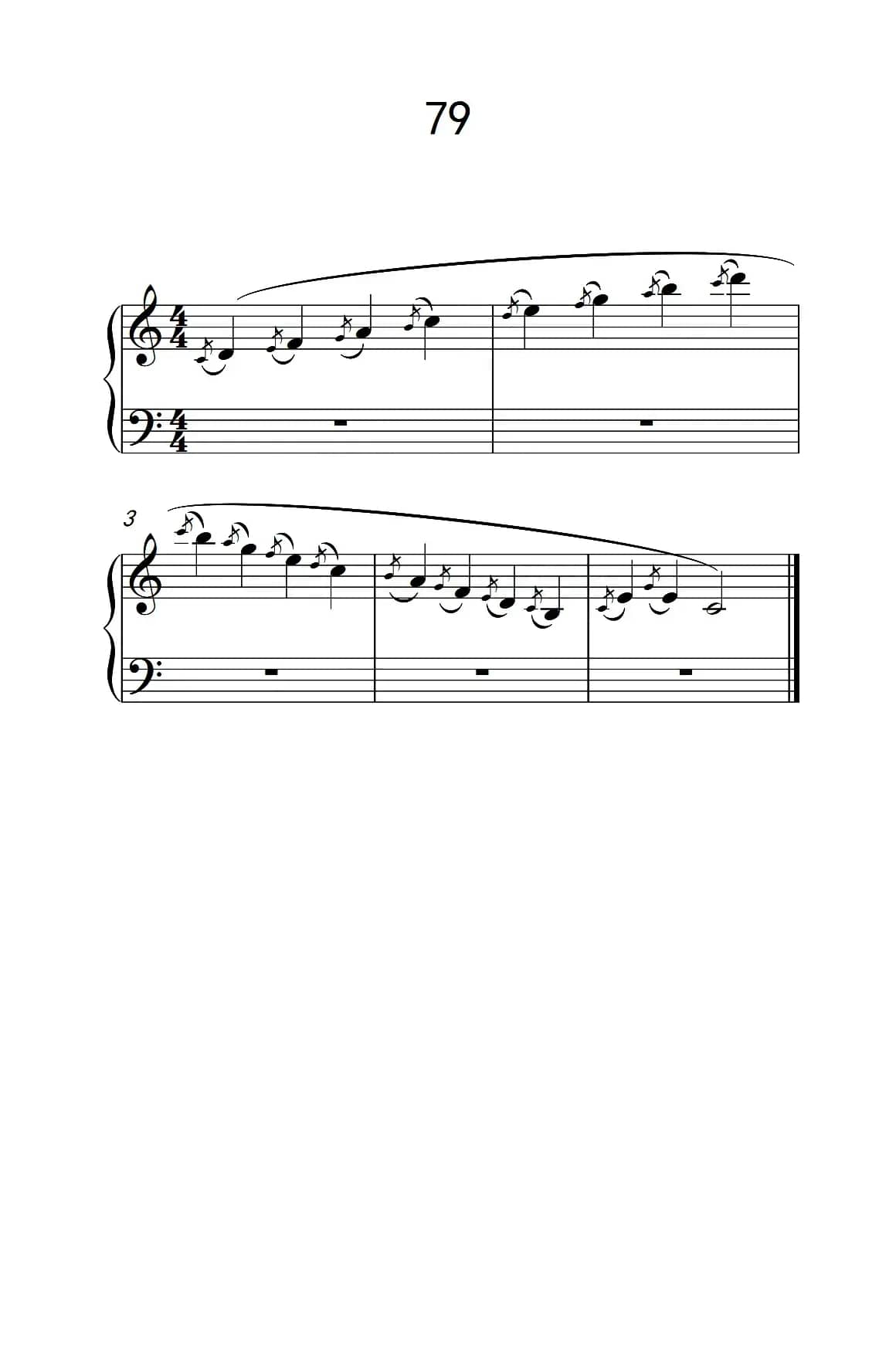 使大指灵活转动的单手练习 79（儿童钢琴手指练习 2）