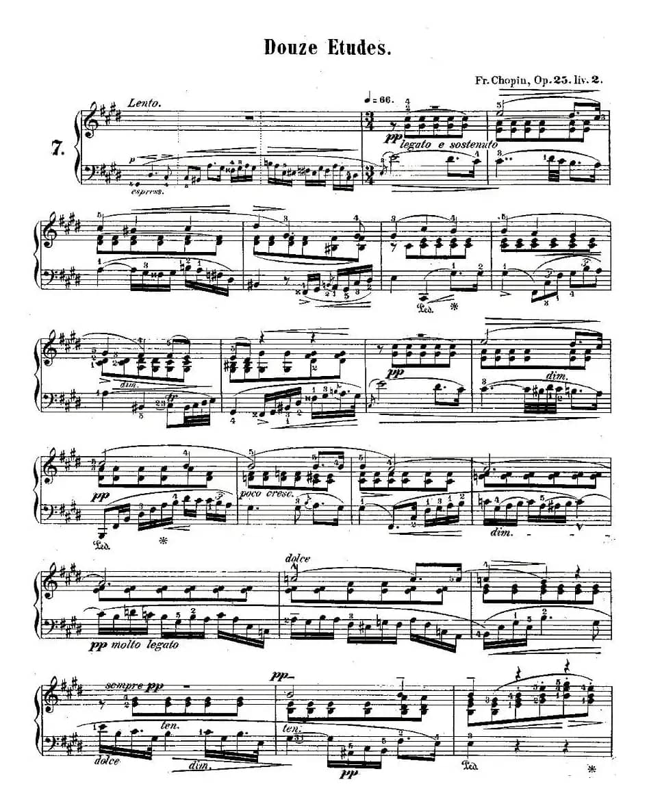 肖邦钢琴练习曲，Op.25之七