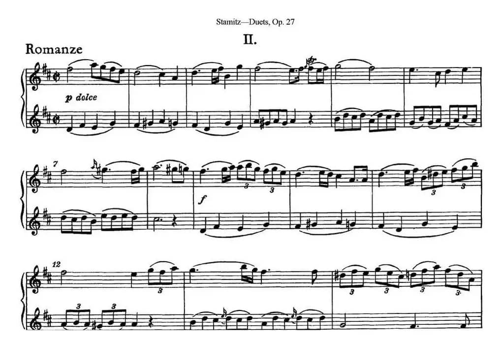 斯塔米茨二重奏长笛练习曲Op.27（No.2）