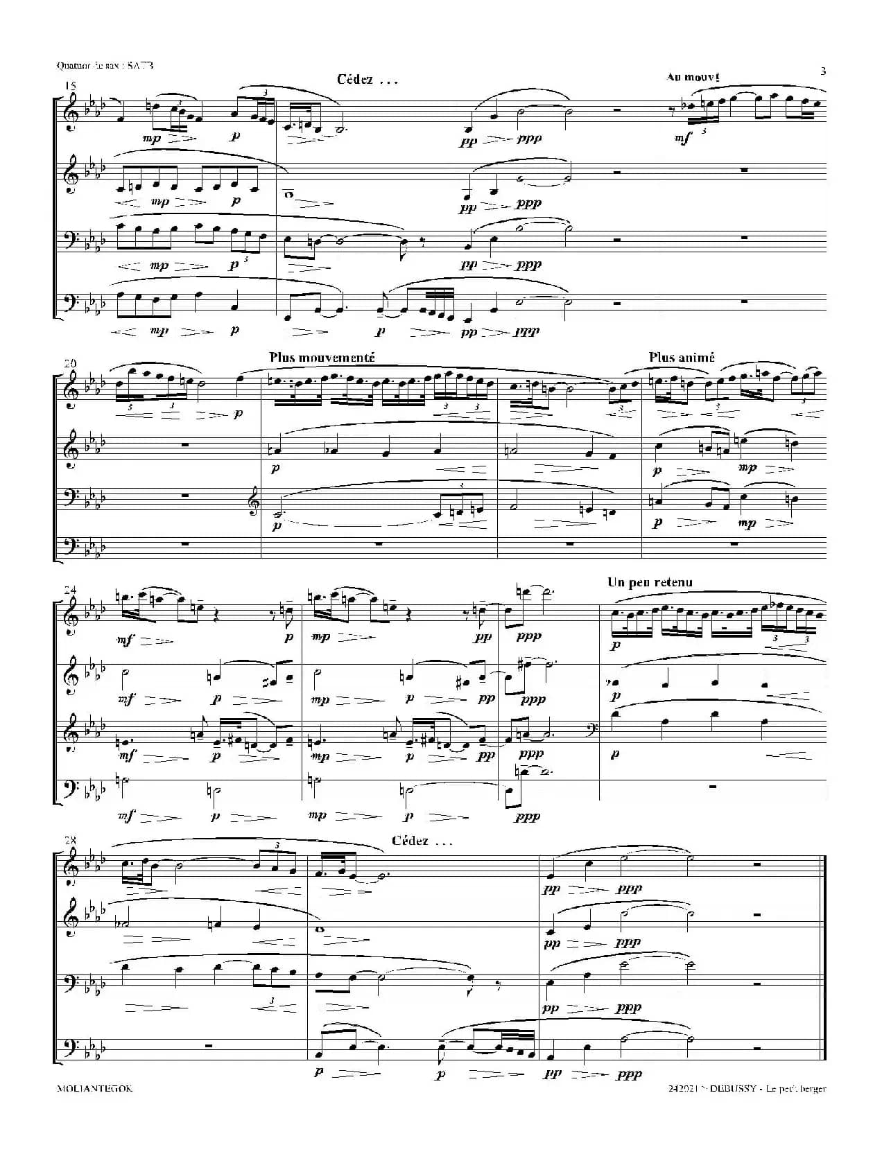 牧童（套曲《儿童乐园》之五）（四重奏）