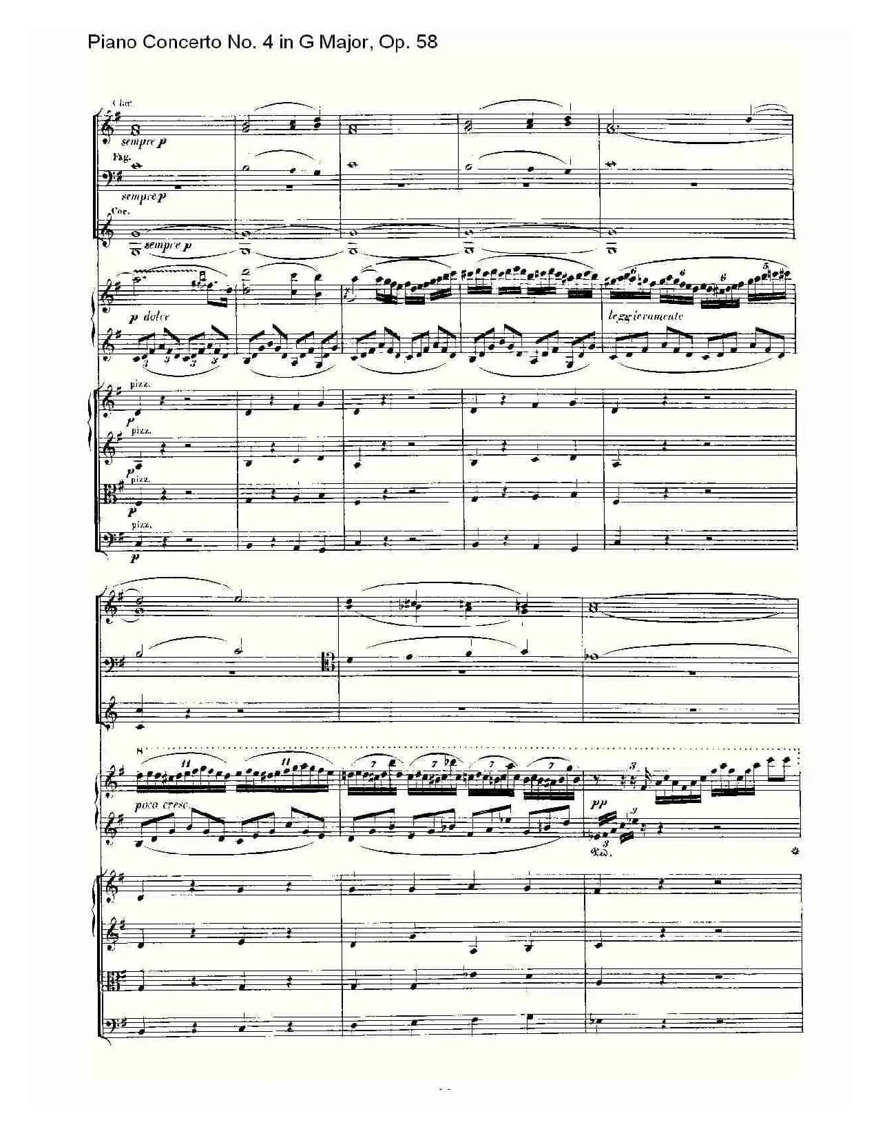 Ｇ大调钢琴第四协奏曲 Op.58 第一乐章（总谱）