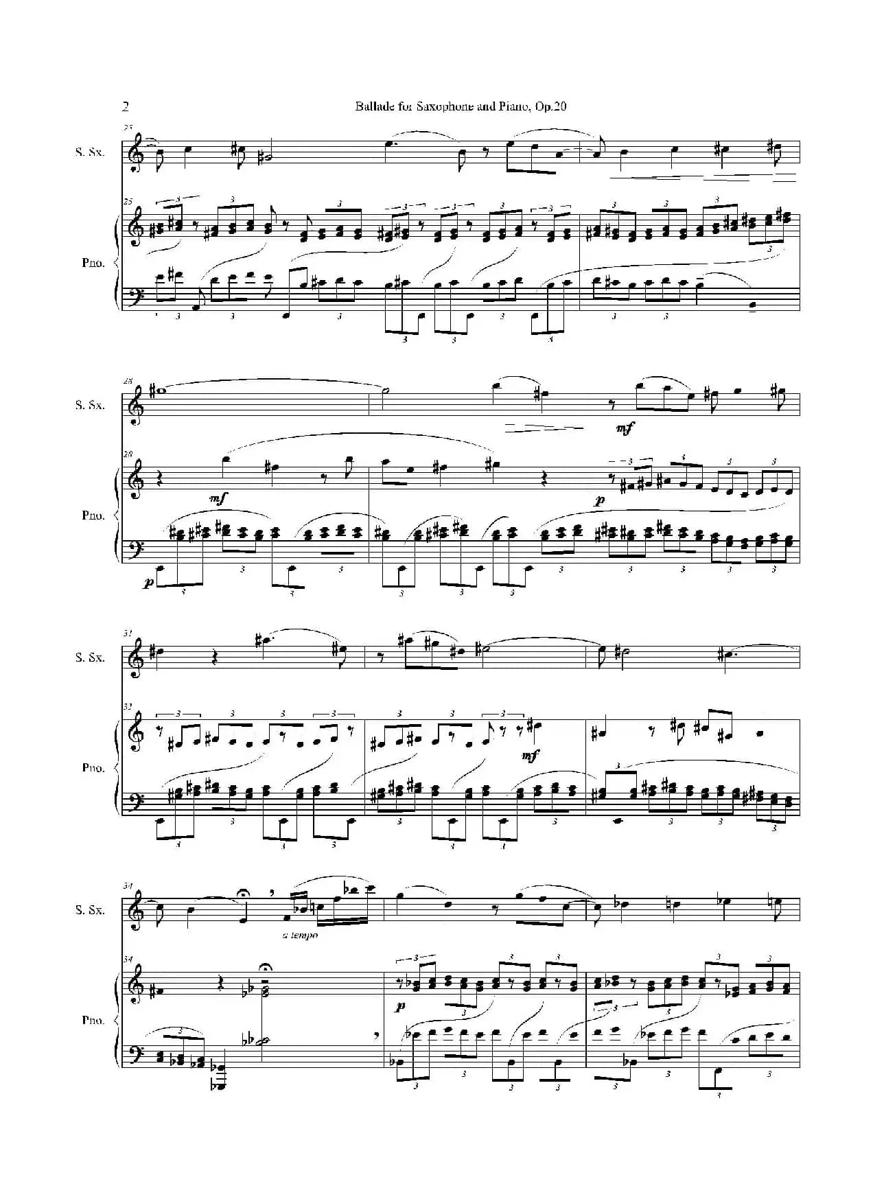 Ballade（叙事曲）Op.20（高音萨克斯+钢琴伴奏）