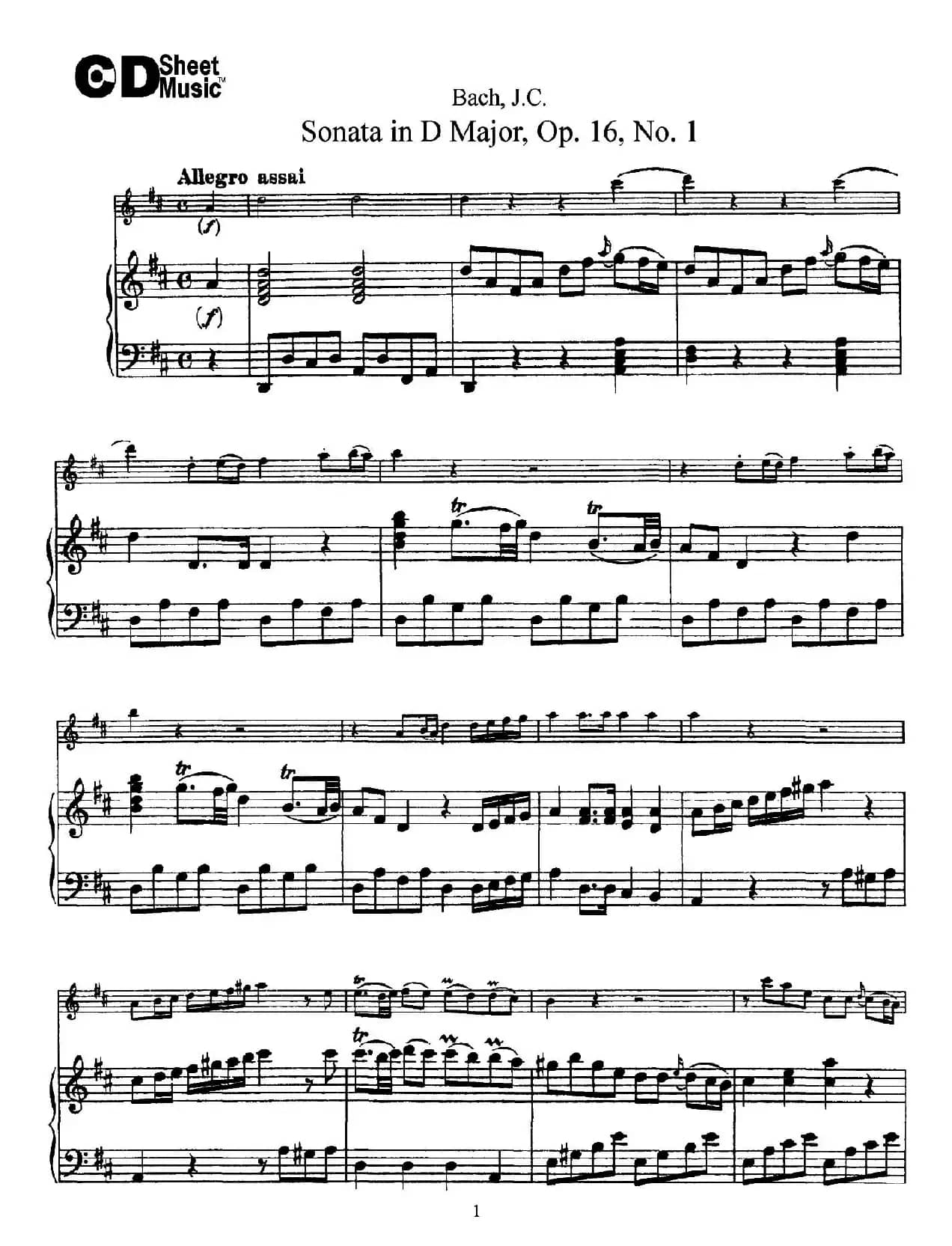 Sonata in D Major,Op.16 No.1（小提琴+钢琴伴奏）