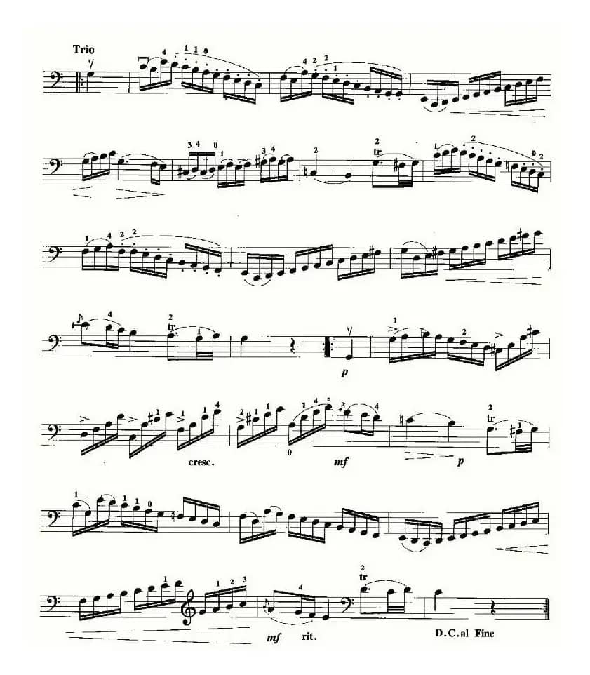 小步舞曲（莫扎特作曲版、大提琴独奏谱）