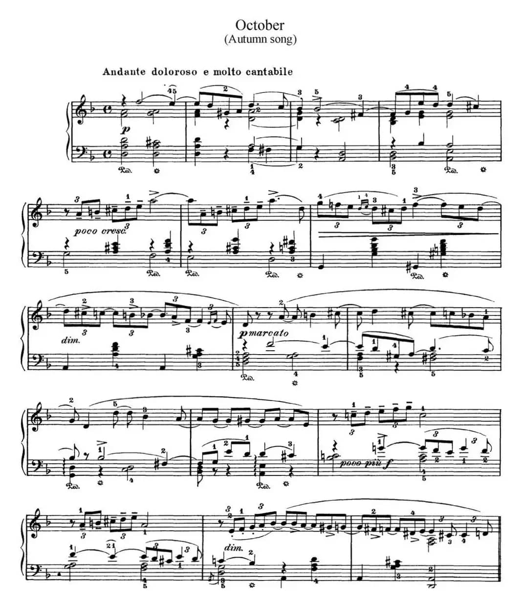 柴可夫斯基 四季 10月 秋之歌 d小调 Autumn Song D minor