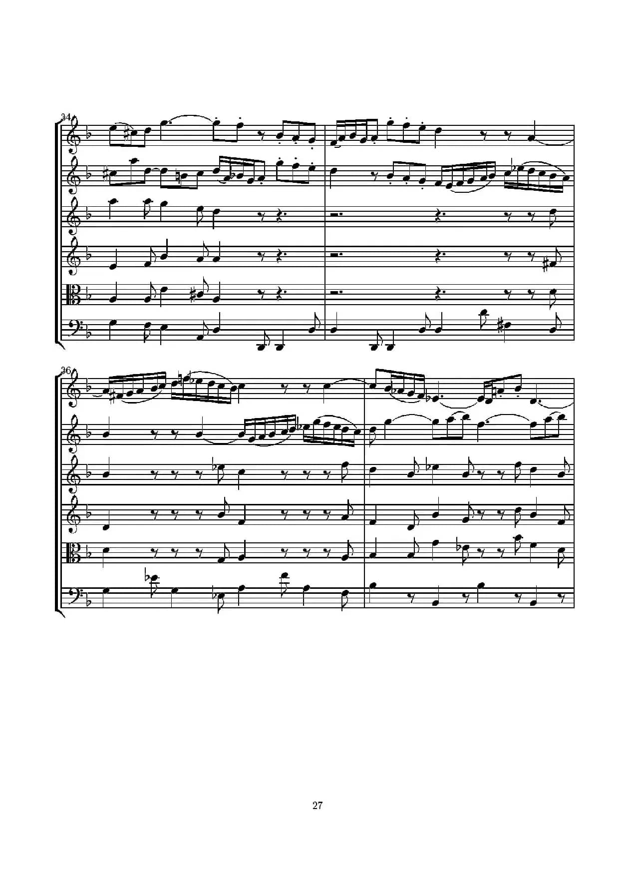 D小调无伴奏协奏曲（总谱）