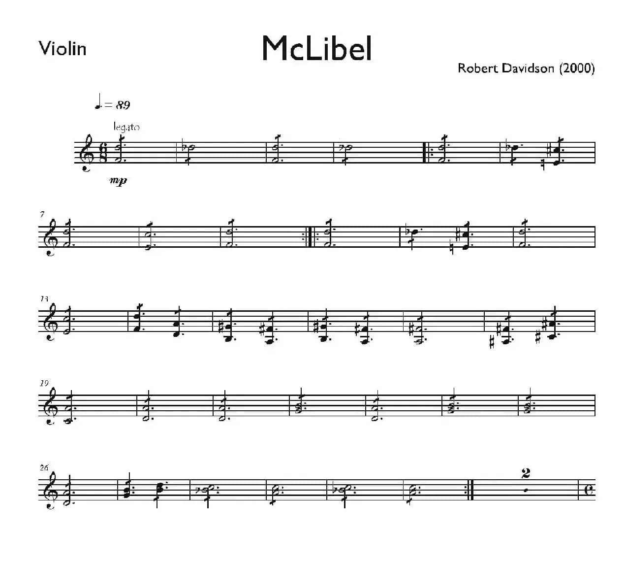 Mclibel（五重奏小提琴分谱）