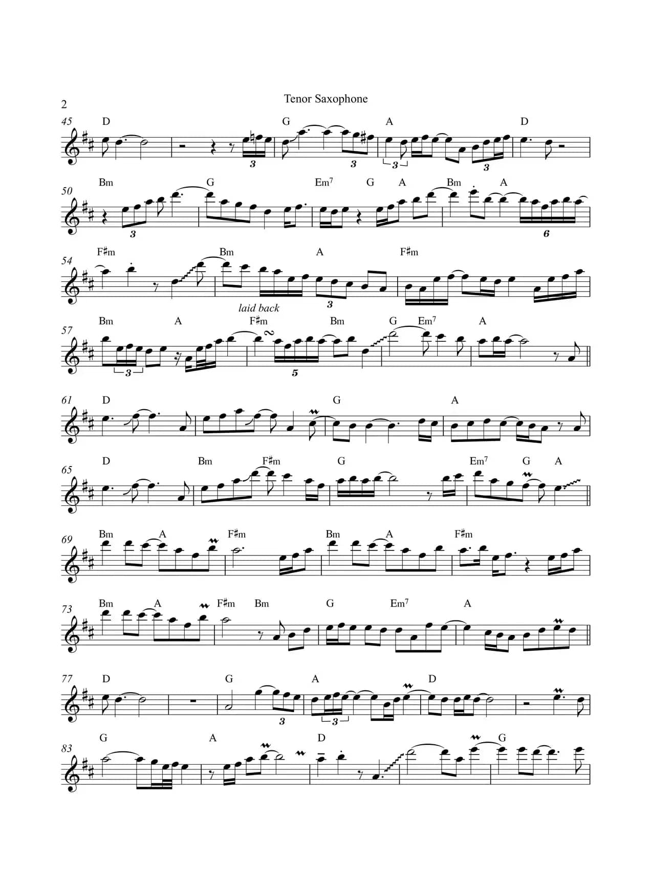 Sweet Dreams（次中音萨克斯）