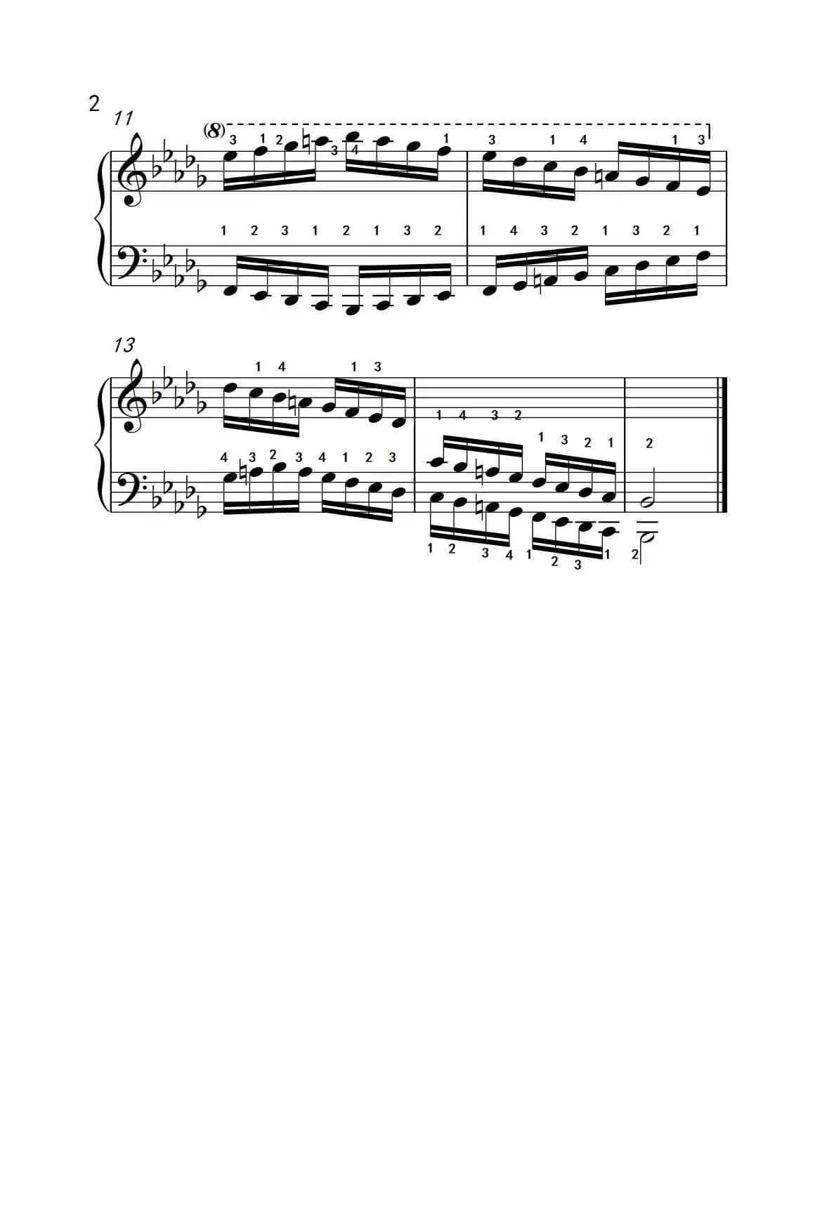 降B小调音阶（反向四个八度）（孩子们的钢琴音阶、和弦与琶音 2）