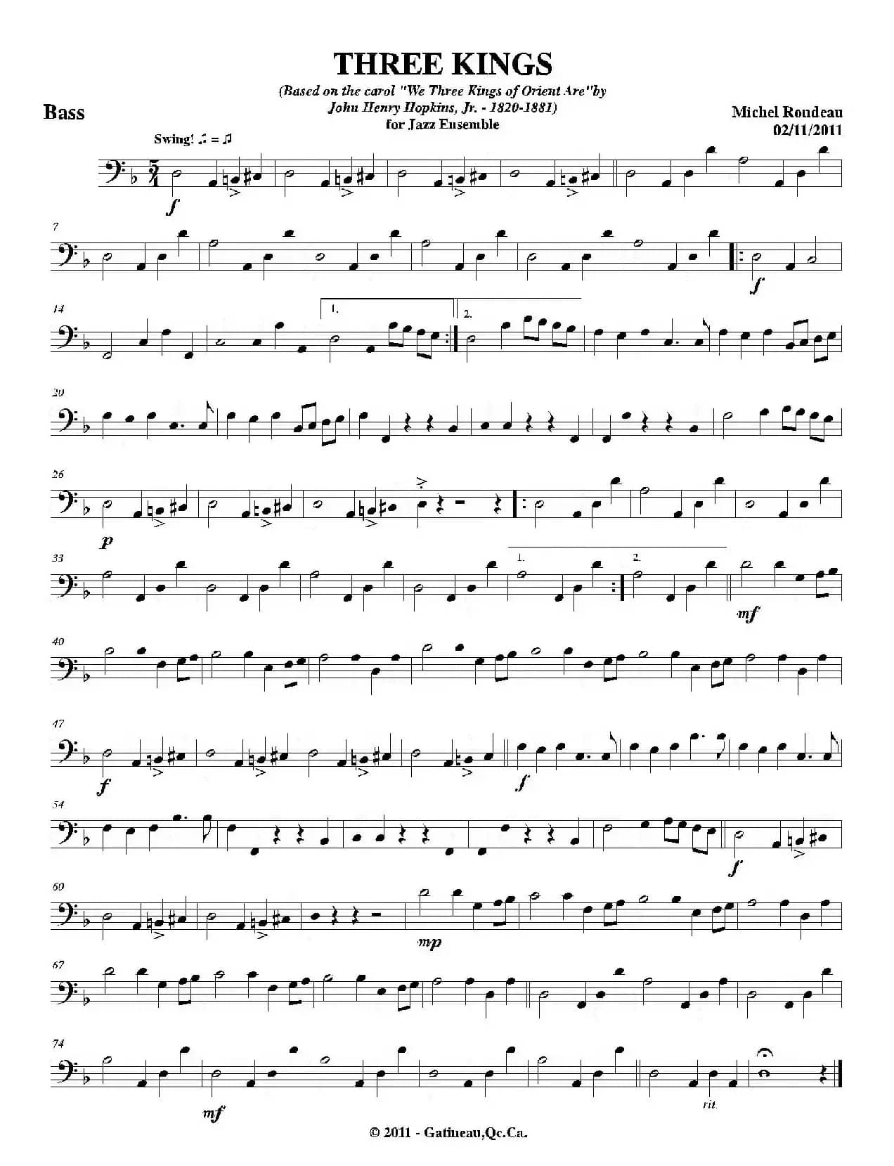 THREE KINGS（贝司分谱）