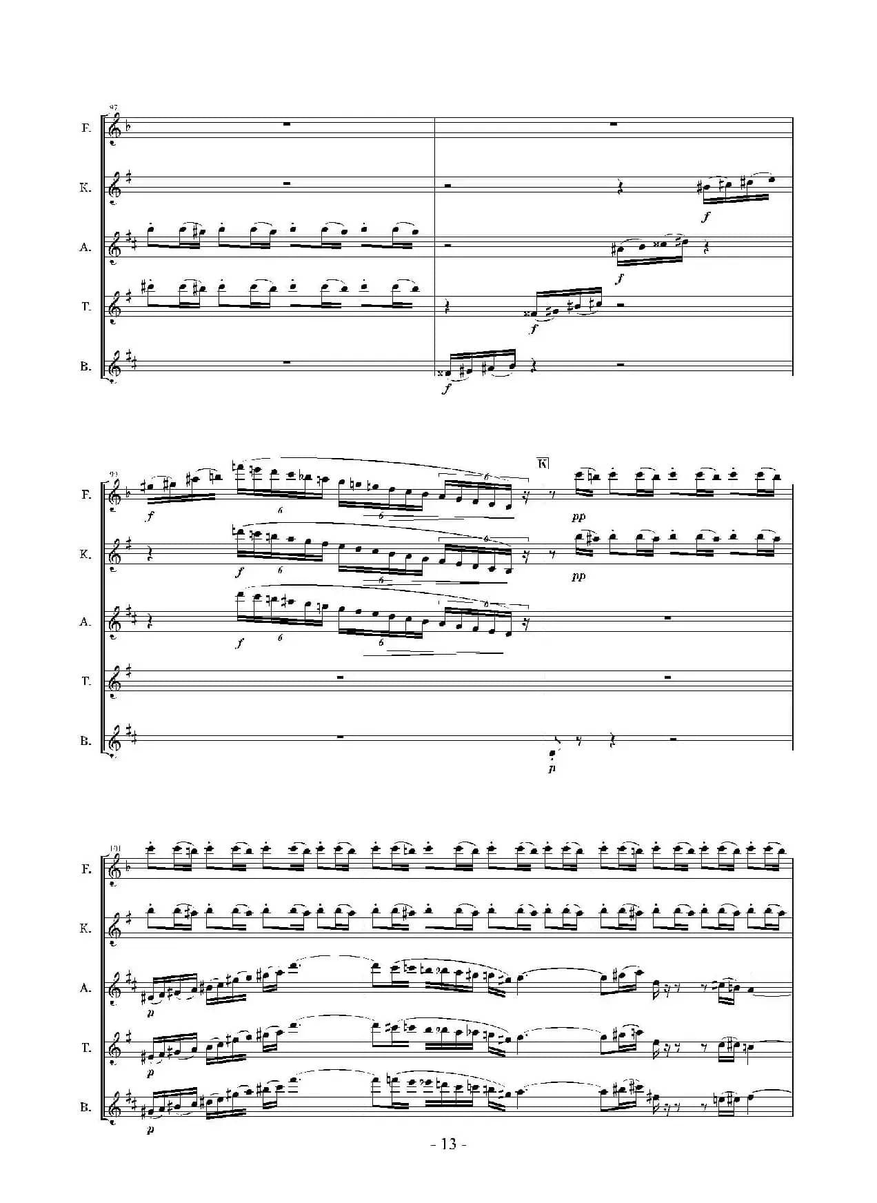 Landschaft mit Feldwege（木管五重奏、总谱）