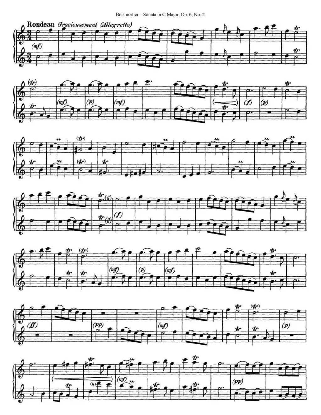 C大调双长笛奏鸣曲作品6号之2（Sonata in C Major Op.6No.2）