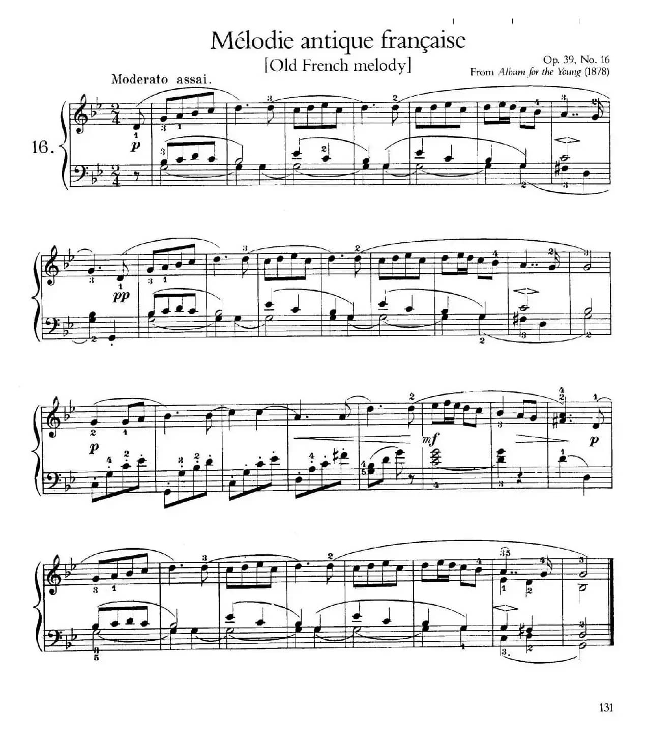 Album for the Young Op.39（儿童钢琴曲集）（16. 古老的法国旋律 Old French Melody）