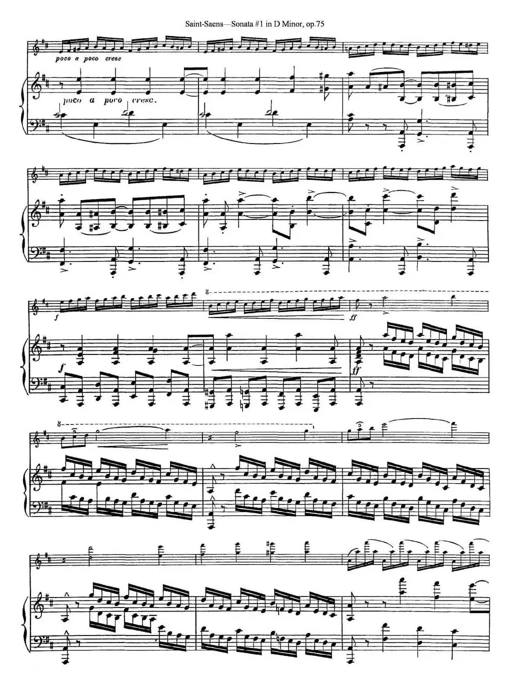 Violin Sonata No.1 in D Minor Op.75（小提琴+钢琴伴奏）