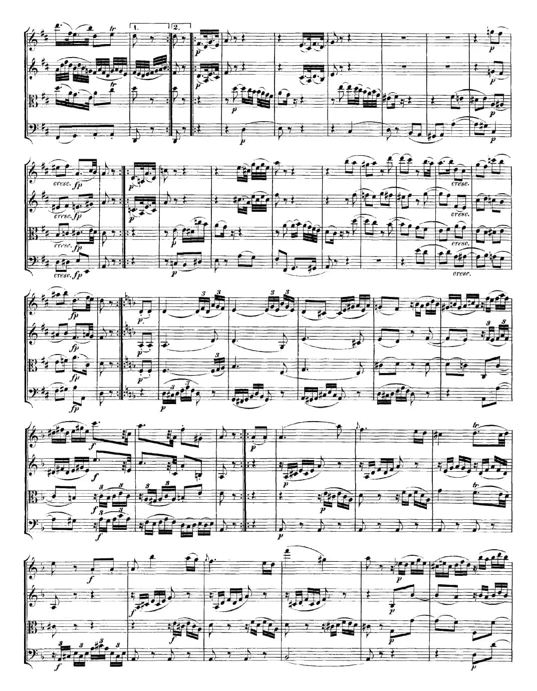 Mozart《Quartet No.18 in A Major,K.464》（总谱）